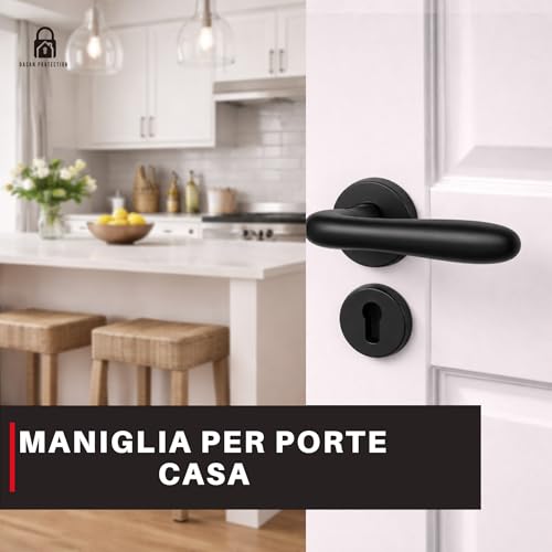 DACAN PROTECTION Maniglie Porte Interne in Alluminio con Rosetta 45 mm, Set Completo con Accessori per Porte Legno Bagno Camera Ufficio, Facile da Installare