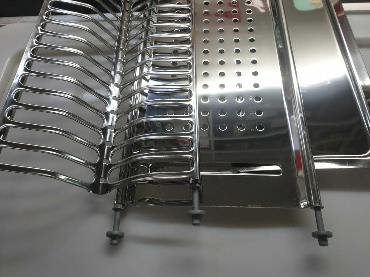 VI.TEL. Kit Scolapiatti Acciaio Inox con Supporto Vasca da 56 76 86 cm per pensili da 60 80 90 cm griglia portapiatti
