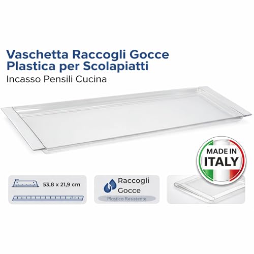 VI.TEL. Vaschetta Raccogli Gocce Plastica per Scolapiatti Incasso Pensili Cucina - Vassoio Sgocciolatoio 83,8 x 24 x 1,5 cm - Made in Italy
