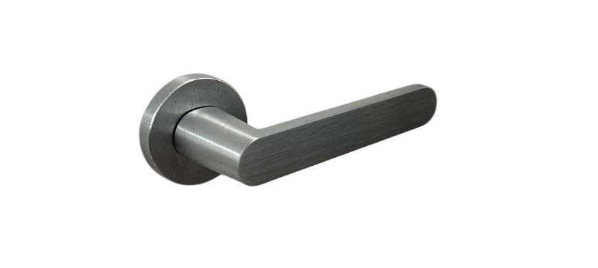 DACAN PROTECTION Maniglia porta interna Ischia con rosetta 50 mm – Design moderno in ottone satinato, facile installazione - color cromo satinato - 1 coppia