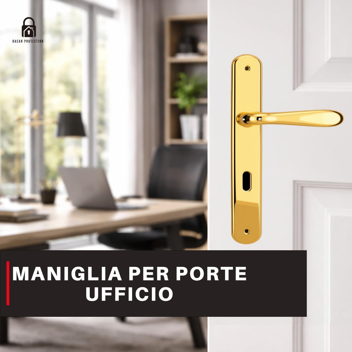 DACAN PROTECTION Maniglie Porte Interne con Placca in Zama 70 mm, Coppia Maniglia Porta Interna Design Moderno, Set Completo per Porte Legno, Installazione Facile