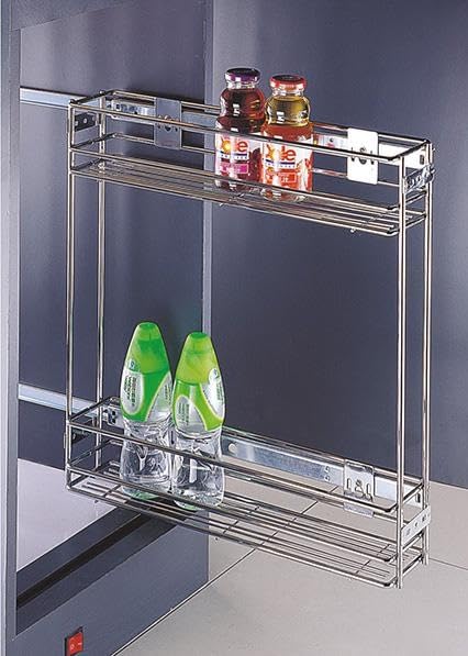 DACAN PROTECTION Carrello cestello portabottiglie Estraibile per Mobile di Cucina in Acciaio Cromato - Base mobile - Sistema Ammortizzato Soft - Close