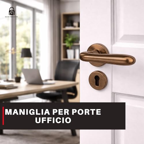 DACAN PROTECTION Maniglie Porte Interne in Alluminio con Rosetta 45 mm, Set Completo con Accessori per Porte Legno Bagno Camera Ufficio, Facile da Installare