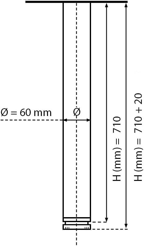 DACAN PROTECTION Kit Gambe regolabili per tavolo Ø60x710mm, set da 4 piedi per tavolo in acciaio altezza regolabile 710-730mm