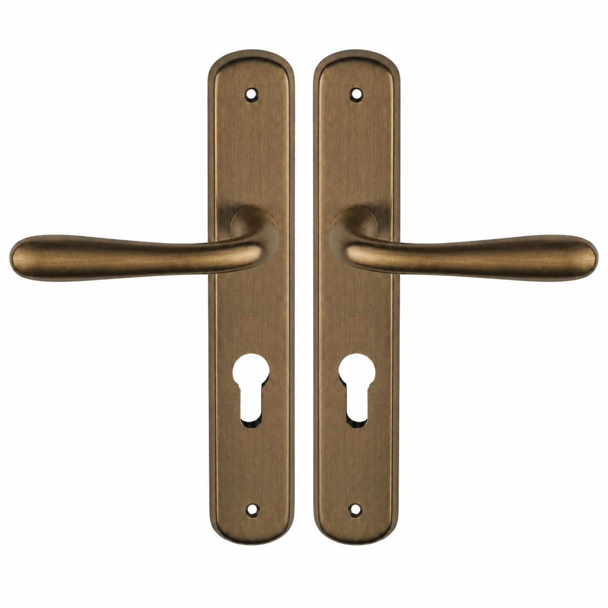DACAN PROTECTION Maniglie Porte Interne con Placca in Alluminio e Foro Cilindro Europeo, Coppia Design Moderno per Porte in Legno
