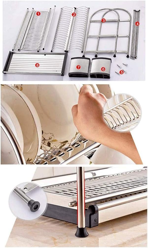 DACAN PROTECTION Scolapiatti a Libera Installazione in Acciaio Inox - 70 cm, Design Elegante e Robusto per Ogni Cucina