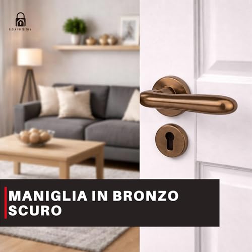 DACAN PROTECTION Maniglie Porte Interne in Alluminio con Rosetta 45 mm, Set Completo con Accessori per Porte Legno Bagno Camera Ufficio, Facile da Installare