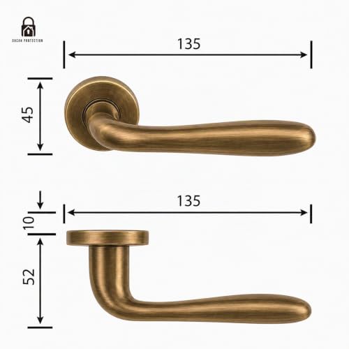 DACAN PROTECTION Maniglie Porte Interne in Alluminio con Rosetta 45 mm, Set Completo con Accessori per Porte Legno Bagno Camera Ufficio, Facile da Installare