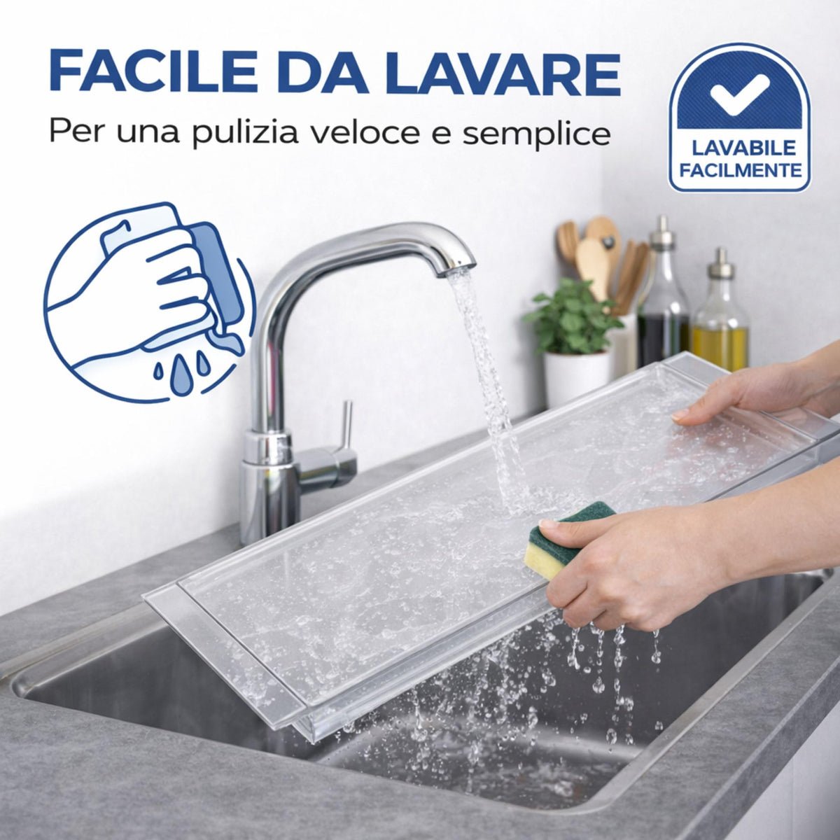VI.TEL. Vaschetta Raccogli Gocce Plastica per Scolapiatti Incasso Pensili Cucina - Vassoio Sgocciolatoio 83,8 x 24 x 1,5 cm - Made in Italy
