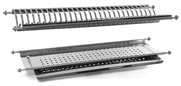 VI.TEL. Kit Scolapiatti Acciaio Inox con Supporto Vasca da 56 76 86 cm per pensili da 60 80 90 cm griglia portapiatti