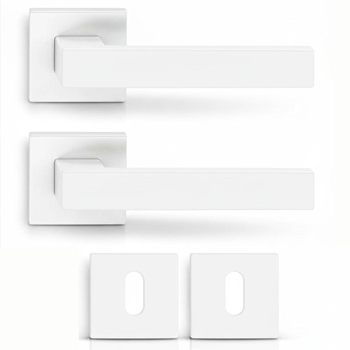 DACAN PROTECTION Maniglie Porte Interne con Rosetta 50 mm, Coppia Maniglia Porta Interna Design Moderno, Set Completo per Porte Legno, Installazione Facile