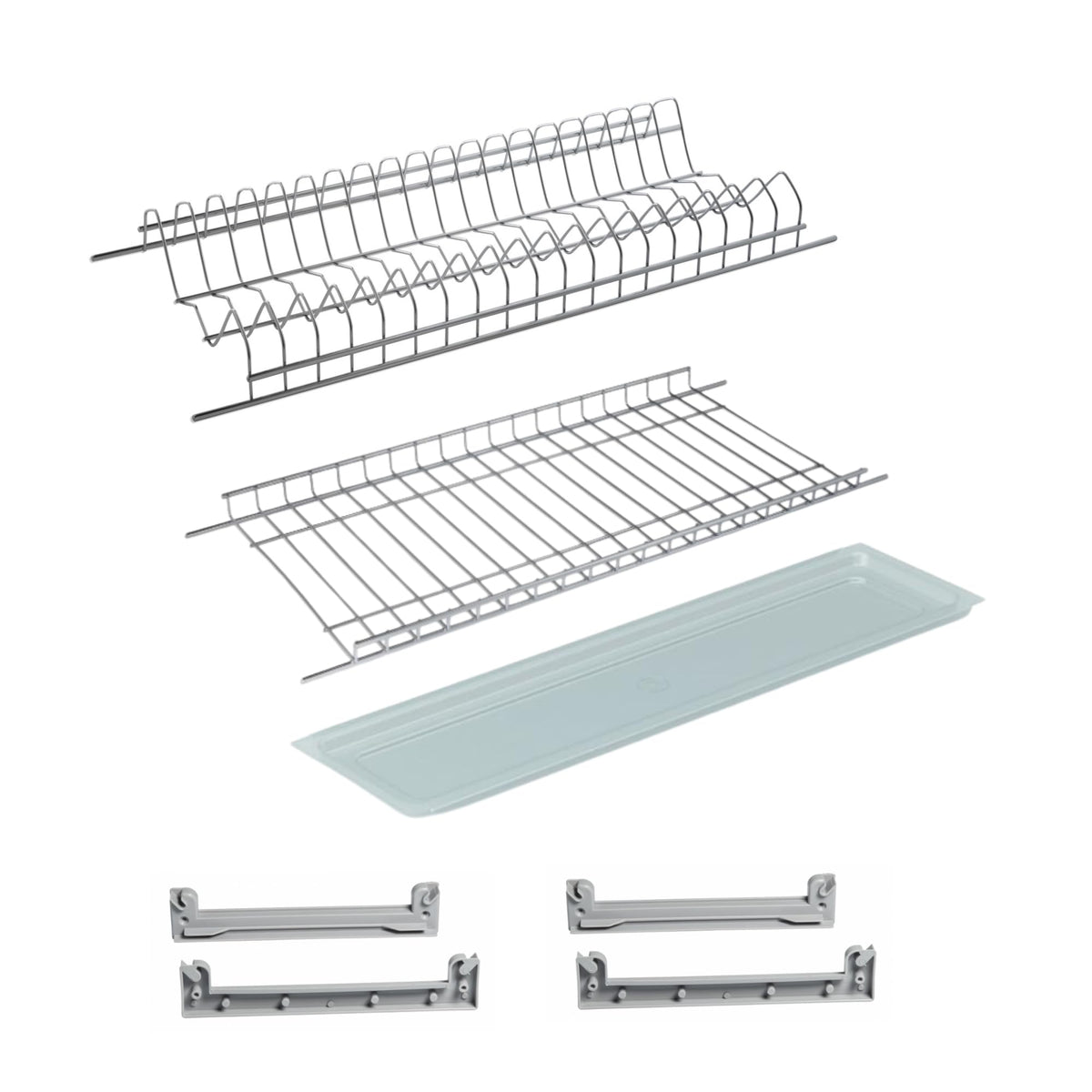 DACAN PROTECTION Scolapiatti per pensile da incasso in Cromo Protetto cm 76 - alta qualità - kit completo di sostituzione - raccogligocce pensili cucina - antiruggine - PRODOTTO MADE IN ITALY