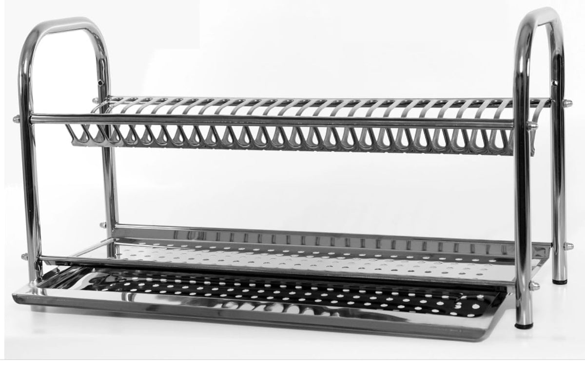 VI.TEL. Scolapiatti da appoggio in acciaio inox libera installazione con vaschetta raccogli gocce griglia portapiatti Made in Italy