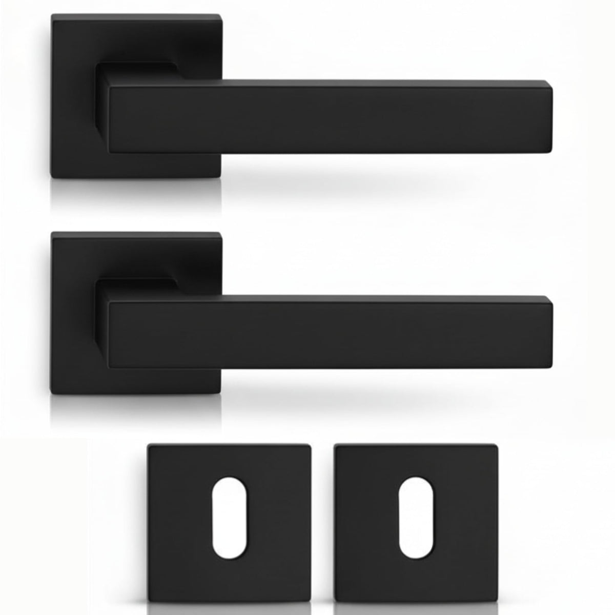 DACAN PROTECTION Maniglie Porte Interne con Rosetta 50 mm, Coppia Maniglia Porta Interna Design Moderno, Set Completo per Porte Legno, Installazione Facile