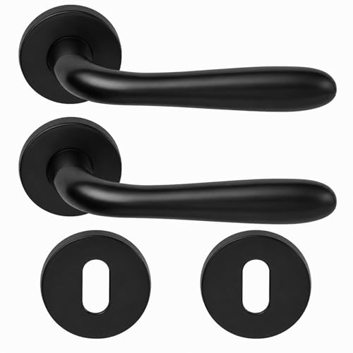 DACAN PROTECTION Maniglie Porte Interne in Alluminio con Rosetta 45 mm, Set Completo con Accessori per Porte Legno Bagno Camera Ufficio, Facile da Installare