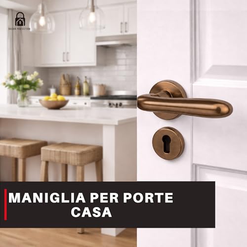 DACAN PROTECTION Maniglie Porte Interne in Alluminio con Rosetta 45 mm, Set Completo con Accessori per Porte Legno Bagno Camera Ufficio, Facile da Installare