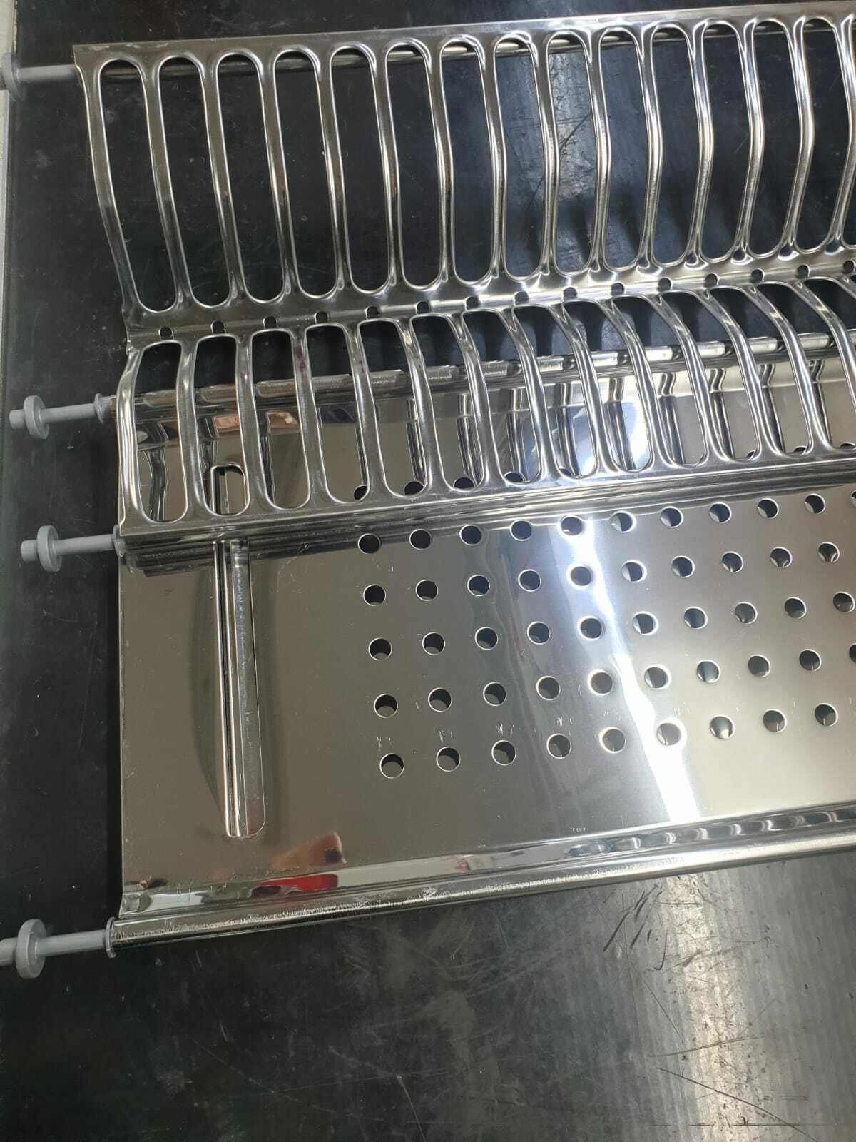 VI.TEL. Kit Scolapiatti Acciaio Inox con Supporto Vasca griglia portapiatti 66X23X9 cm