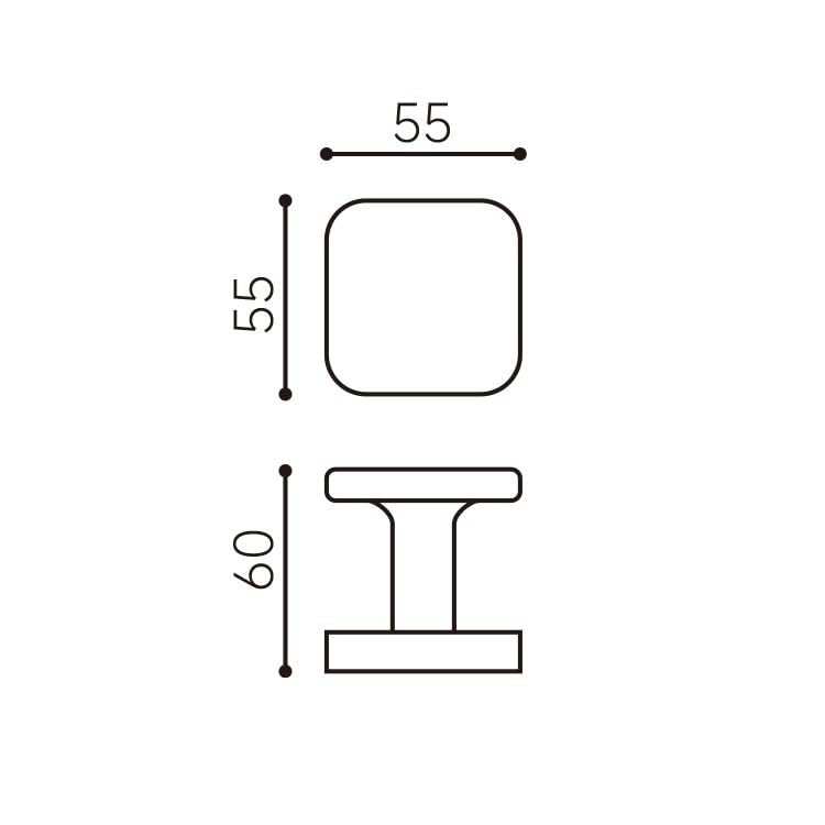 DACAN PROTECTION Pomolo per Porta Serie Miano Cromo Satinato – Maniglia Quadrata 55x55 mm Design Moderno – Accessorio per Porte Interne in Metallo Resistente – Finitura Opaca Elegante - 1 coppia