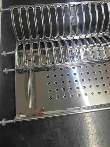 VI.TEL. Kit Scolapiatti Acciaio Inox con Supporto Vasca da 56 76 86 cm per pensili da 60 80 90 cm griglia portapiatti