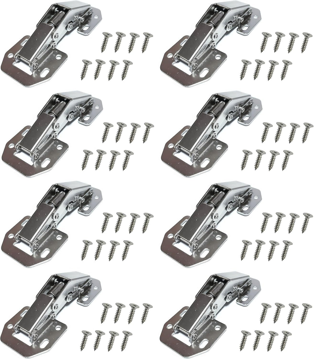 Cerniera per Ante Senza Foro – Automatica a Scatto – Angolo 90° – Acciaio Laminato Antiruggine – Montaggio Facile Senza Incasso – Per Mobili Cucina, Armadi, Librerie, Bagno