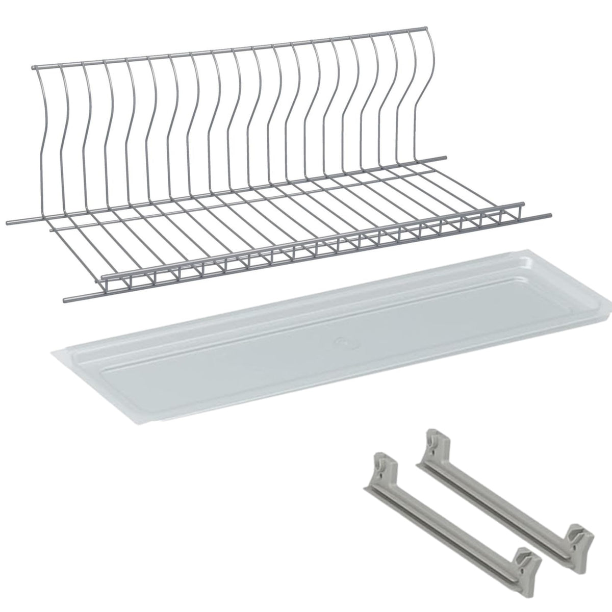 Scolapiatti in Cromo Protetto con Griglia Verticale - 56 cm, Alta Qualità, Ideale per Pensili da Cucina da 60 cm. Antiruggine, perfetta sostituzione, comprende portabicchieri e vaschetta