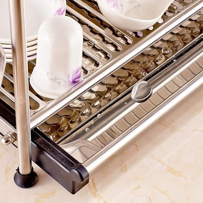 DACAN PROTECTION Scolapiatti a Libera Installazione in Acciaio Inox - 60 cm, Design Elegante e Robusto per Ogni Cucina