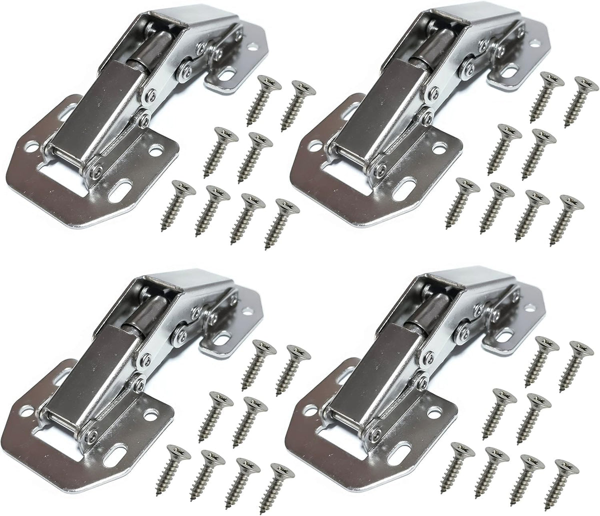 Cerniera per Ante Senza Foro – Automatica a Scatto – Angolo 90° – Acciaio Laminato Antiruggine – Montaggio Facile Senza Incasso – Per Mobili Cucina, Armadi, Librerie, Bagno