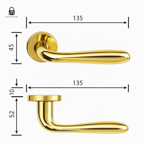 DACAN PROTECTION Maniglie Porte Interne in Alluminio con Rosetta 45 mm, Set Completo con Accessori per Porte Legno Bagno Camera Ufficio, Facile da Installare