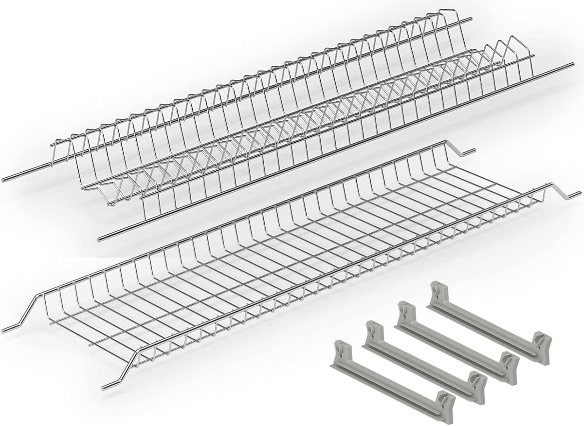 VI.TEL. Kit Scolapiatti 86 cm acciaio cromo protetto da Incasso per Mobile Pensile 90 cm griglia portapiatti filo tondo Made in Italy