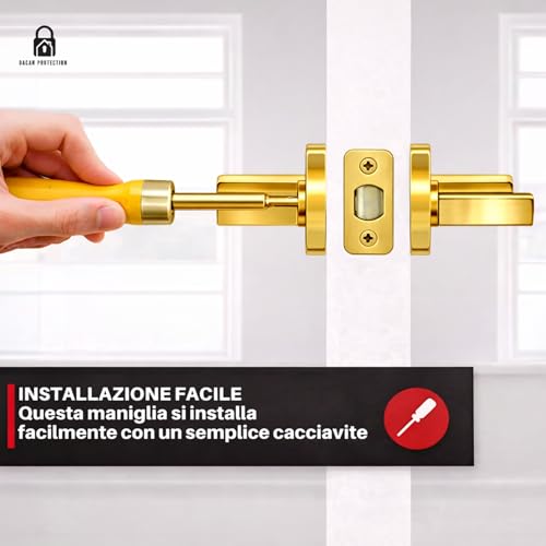 DACAN PROTECTION Maniglie Porte Interne in Alluminio con Rosetta 45 mm, Set Completo con Accessori per Porte Legno Bagno Camera Ufficio, Facile da Installare