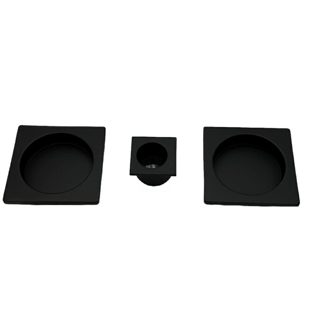 DACAN PROTECTION Kit Quadrato Cieco per Porte Scorrevoli Senza Serratura – Zama, Foro Ø48mm, 2 Vaschette + Ditale di Trascinamento – Design Moderno, Facile Installazione, Resistente e Funzionale