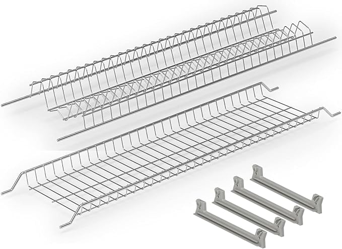 VI.TEL. Kit Scolapiatti 76 cm acciaio cromo protetto da Incasso per Mobile Pensile 80 cm griglia portapiatti filo tondo Made in Italy