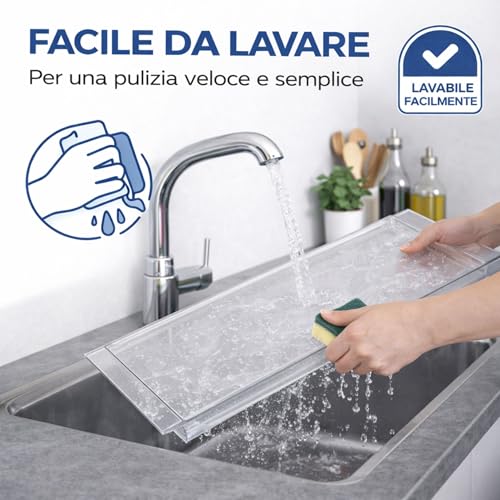 VI.TEL. Vaschetta Raccogli Gocce Plastica per Scolapiatti Incasso Pensili Cucina - Vassoio Sgocciolatoio 83,8 x 24 x 1,5 cm - Made in Italy