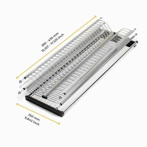 DACAN PROTECTION Scolapiatti Drynox pensile per piatti e bicchieri, per mobile di lunghezza 90cm (835mm e 885mm), lunghezza 80cm (735mm e 785mm), lunghezza 60cm (535mm e 585mm) finitura cromata, Acciaio