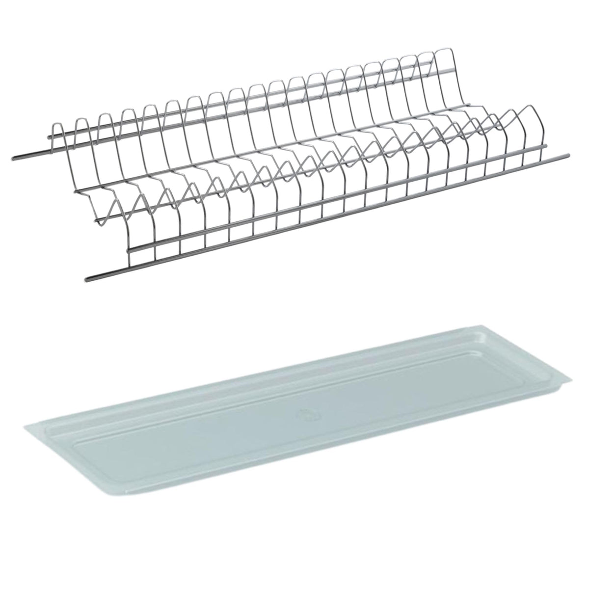 DACAN PROTECTION Scolapiatti per pensile da incasso in Cromo Protetto - 46 cm - kit sostituzione senza telaio - antiruggine con vaschetta raccogli gocce e portabicchieri