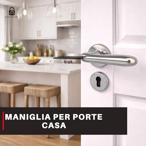DACAN PROTECTION Maniglie Porte Interne in Alluminio con Rosetta 45 mm, Set Completo con Accessori per Porte Legno Bagno Camera Ufficio, Facile da Installare