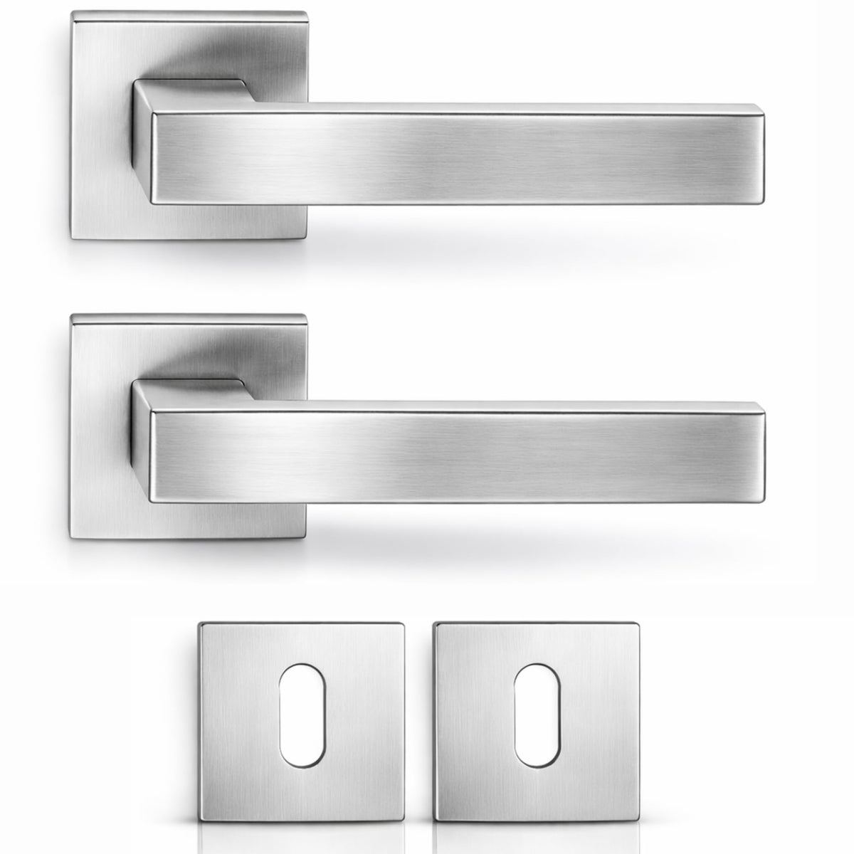 DACAN PROTECTION Maniglie Porte Interne con Rosetta 50 mm, Coppia Maniglia Porta Interna Design Moderno, Set Completo per Porte Legno, Installazione Facile