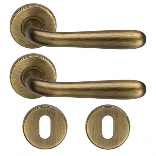 DACAN PROTECTION Maniglie Porte Interne in Alluminio con Rosetta 45 mm, Set Completo con Accessori per Porte Legno Bagno Camera Ufficio, Facile da Installare