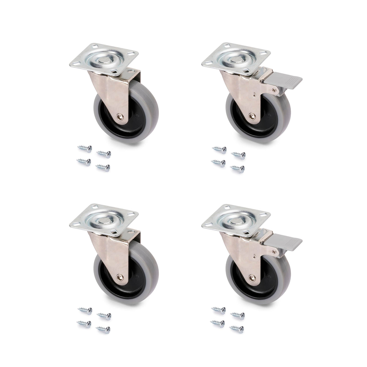 DACAN PROTECTION - Set di 4 rotelle diametro 50 mm: 2 ruote con freno e 2 ruote senza freno