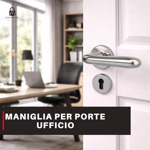 DACAN PROTECTION Maniglie Porte Interne in Alluminio con Rosetta 45 mm, Set Completo con Accessori per Porte Legno Bagno Camera Ufficio, Facile da Installare