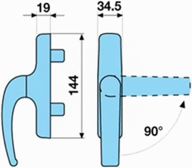 DACAN PROTECTION Cremonese per Interno in Alluminio Verniciato – Maniglia Moderna per Finestre – Forma Rettangolare o a L – Resistente e Facile da Montare