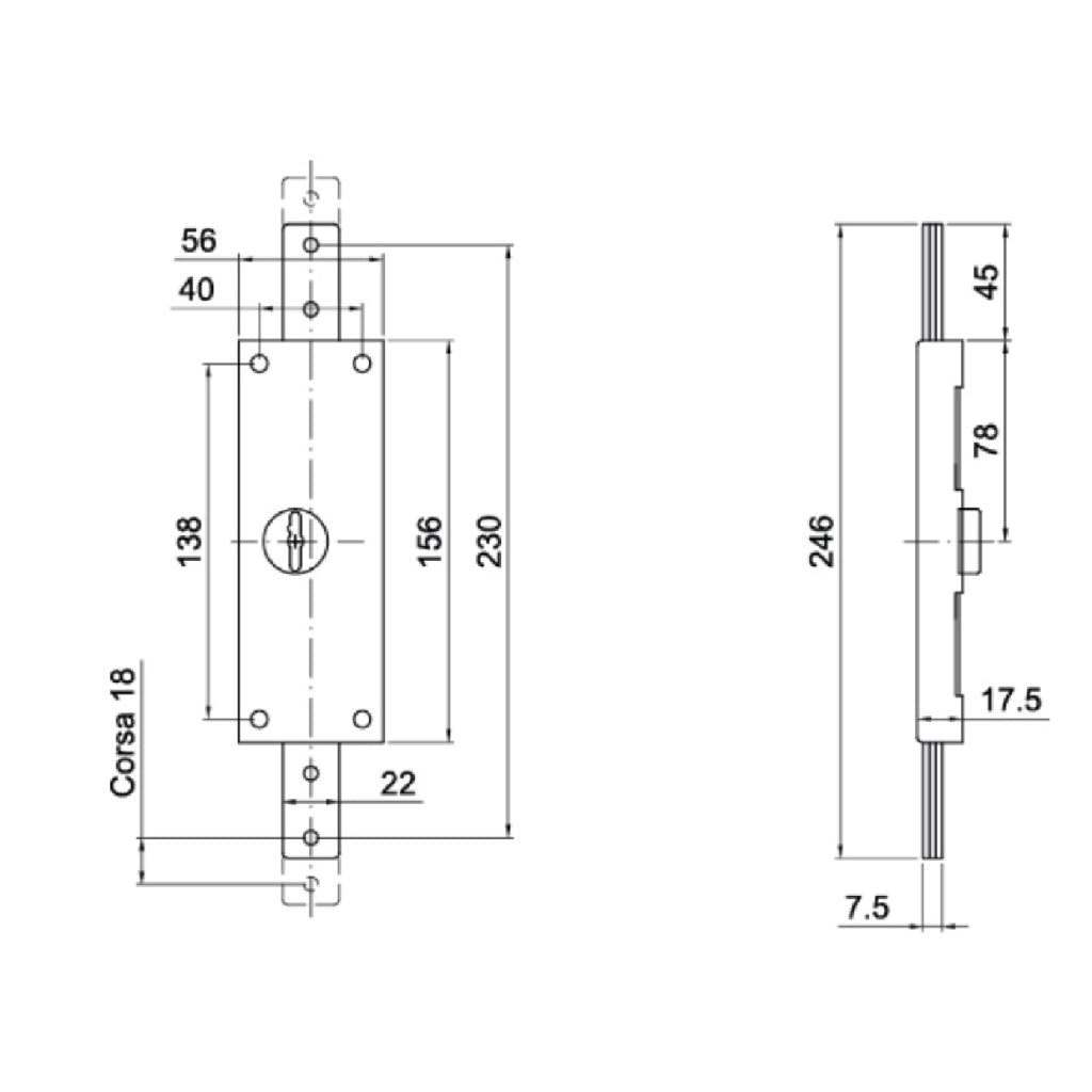 SERRATURA DOPPIA MANDATA PER SERRANDA CENTRALE
