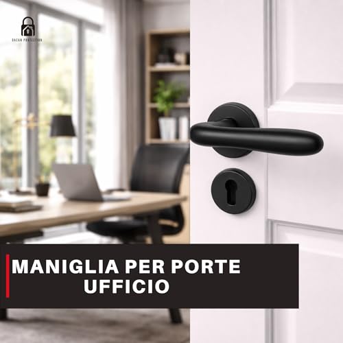 DACAN PROTECTION Maniglie Porte Interne in Alluminio con Rosetta 45 mm, Set Completo con Accessori per Porte Legno Bagno Camera Ufficio, Facile da Installare