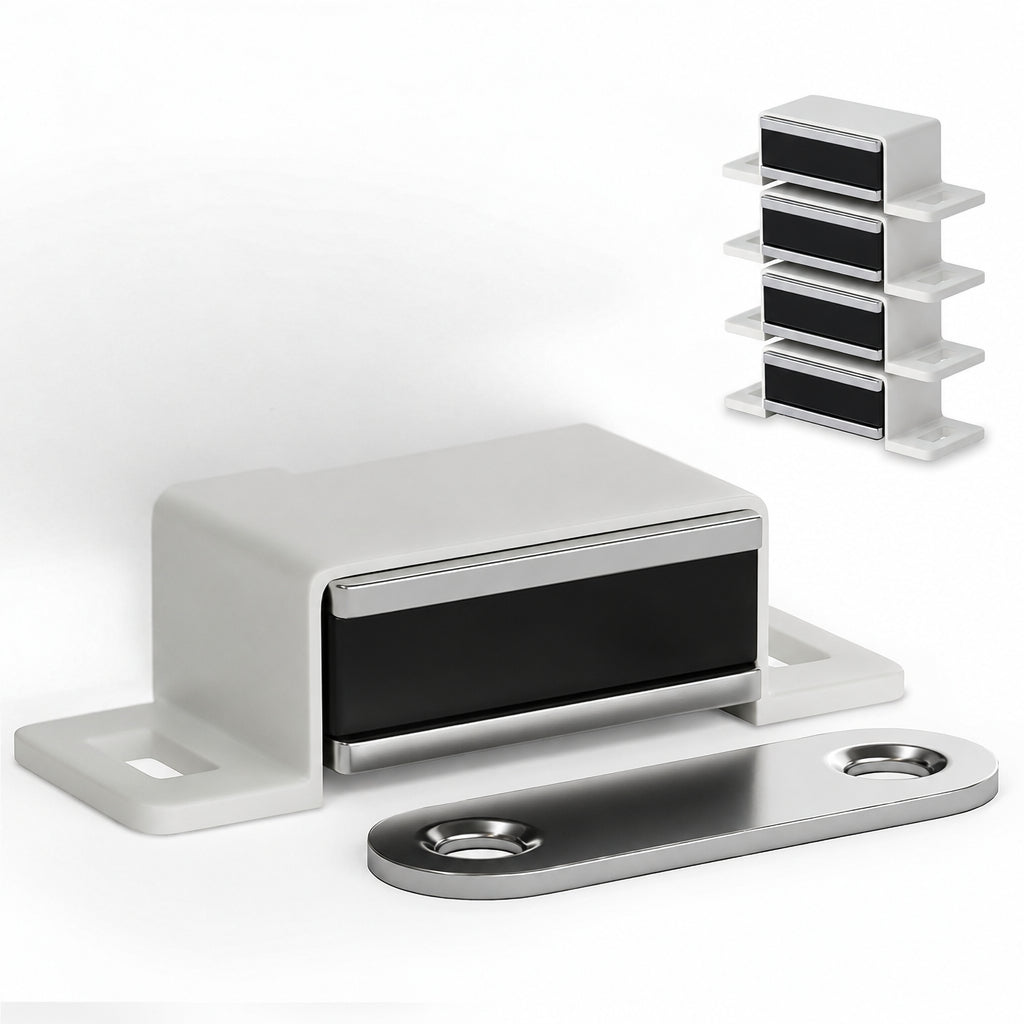 Set di 4 Calamite Extra Forti per Mobili – Chiusura Magnetica 4kg – Serratura Magnetica Bianca per Porte, Armadi e Cassetti