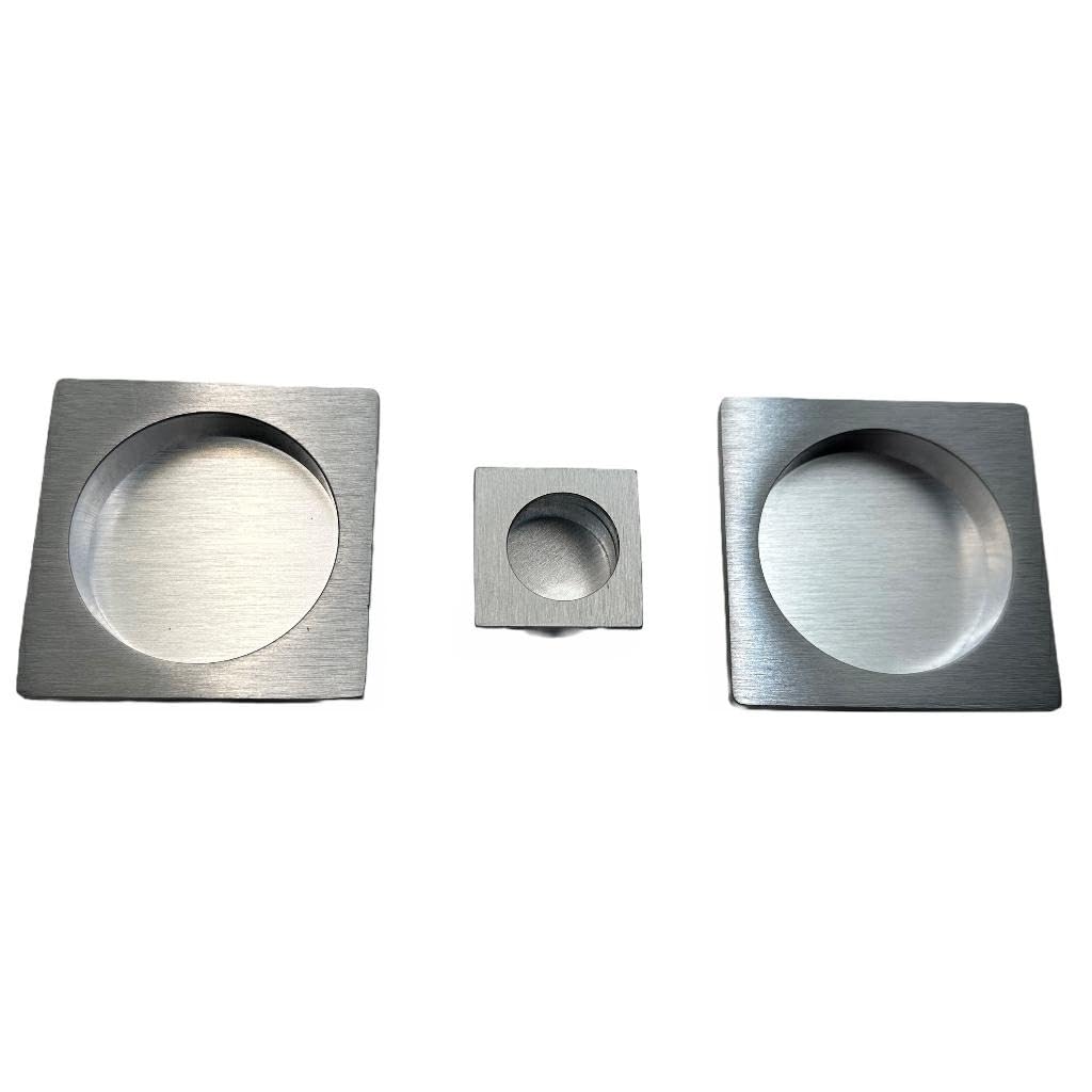 DACAN PROTECTION Kit Quadrato Cieco per Porte Scorrevoli Senza Serratura – Zama, Foro Ø48mm, 2 Vaschette + Ditale di Trascinamento – Design Moderno, Facile Installazione, Resistente e Funzionale