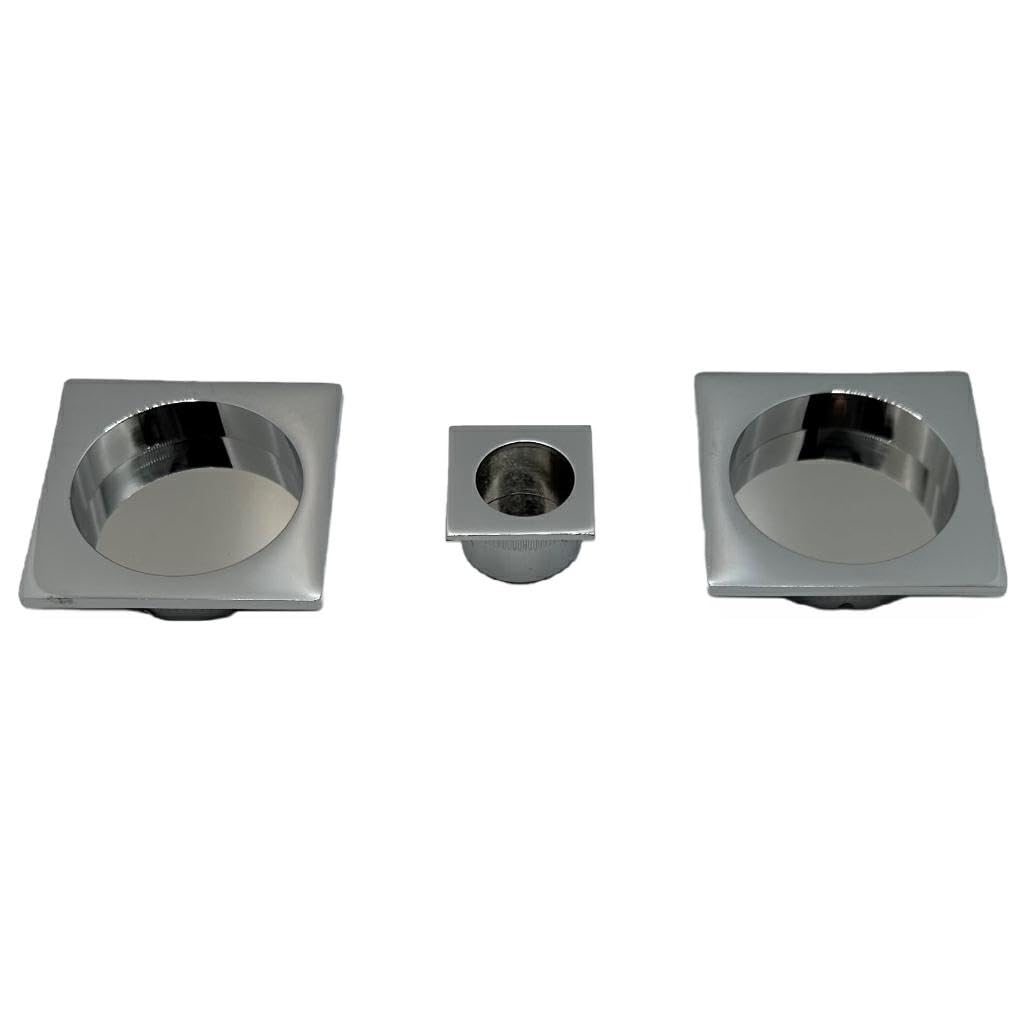 DACAN PROTECTION Kit Quadrato Cieco per Porte Scorrevoli Senza Serratura – Zama, Foro Ø48mm, 2 Vaschette + Ditale di Trascinamento – Design Moderno, Facile Installazione, Resistente e Funzionale