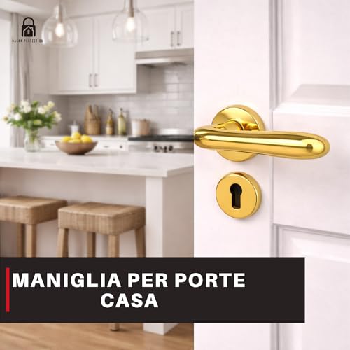 DACAN PROTECTION Maniglie Porte Interne in Alluminio con Rosetta 45 mm, Set Completo con Accessori per Porte Legno Bagno Camera Ufficio, Facile da Installare