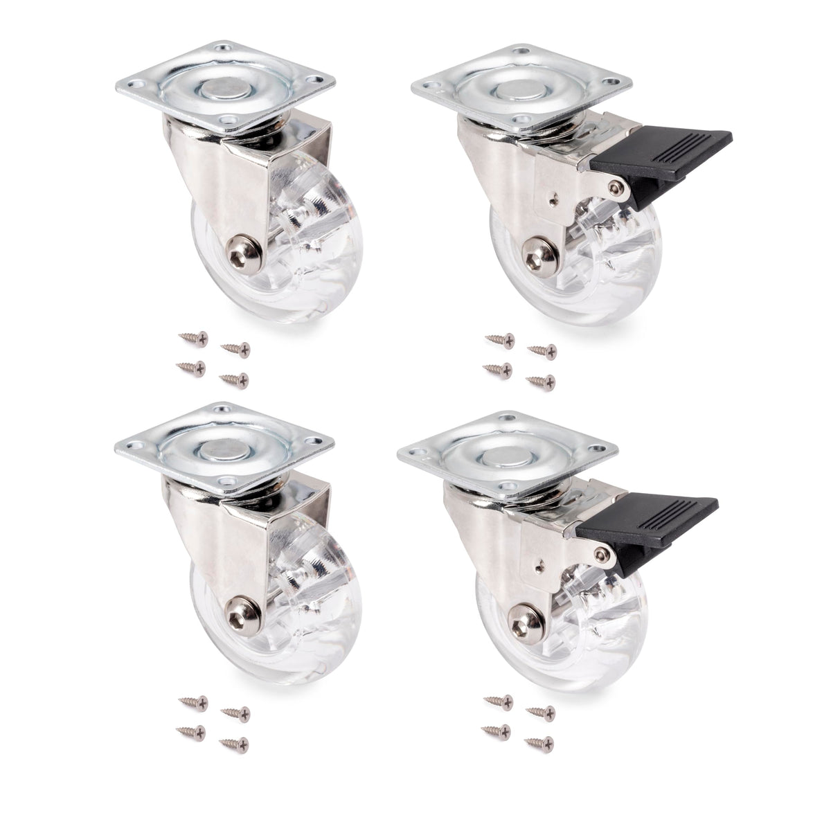 DACAN PROTECTION - Set di 4 rotelle diametro 50 mm: 2 ruote con freno e 2 ruote senza freno