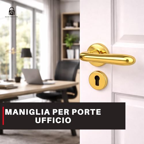 DACAN PROTECTION Maniglie Porte Interne in Alluminio con Rosetta 45 mm, Set Completo con Accessori per Porte Legno Bagno Camera Ufficio, Facile da Installare