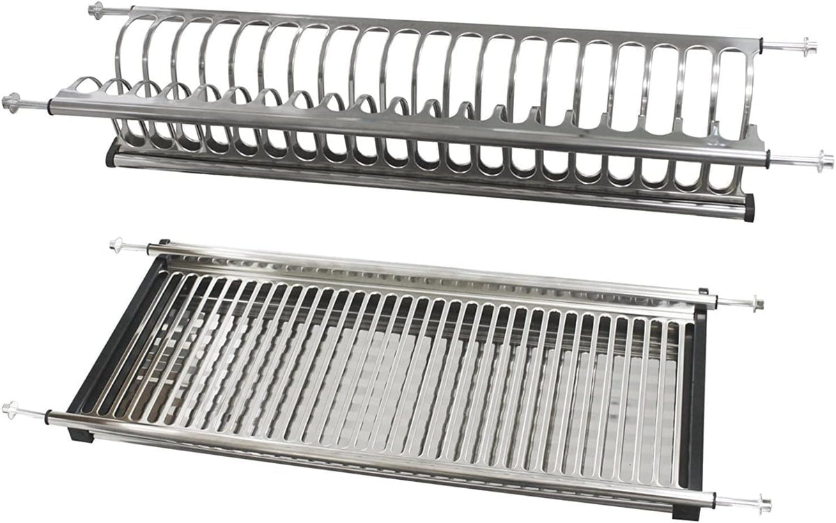 VI.TEL. Kit Scolapiatti Acciaio Inox 18/10 con Supporto Vasca 96 cm per pensile da 100 cm griglia portapiatti H0127 52